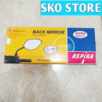 Spion Aspira 12-BMGL-M10BHR  tangkai Hitam Cocok Untk Semua Motor Honda Spion ELEGANT Beat Vario DLL Original Murah