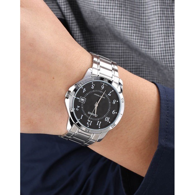 Casio Original MTP-V004D-1B 1B2 2B 7B 7B2  Jam Tangan Analog Pria Stainless Rantai