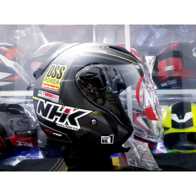 NHK HELM R6 MOTIF RALLY | BLACK MATT SILVER YELLOW | NHK ORIGINAL SINGLE VISOR
