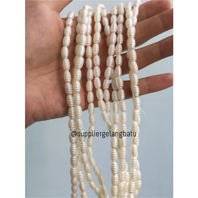 Mutiara Sintetis OVAL KEPOMPONG WHITE PEARL TULANG manik aksesoris