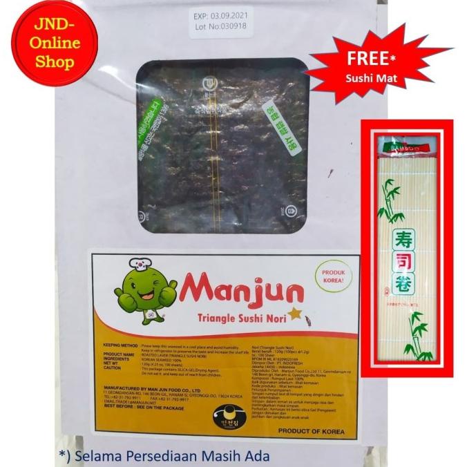 

Manjun Onigiri Triangle Sushi Nori Isi 100 Sheets + Bonus Sushi Mat