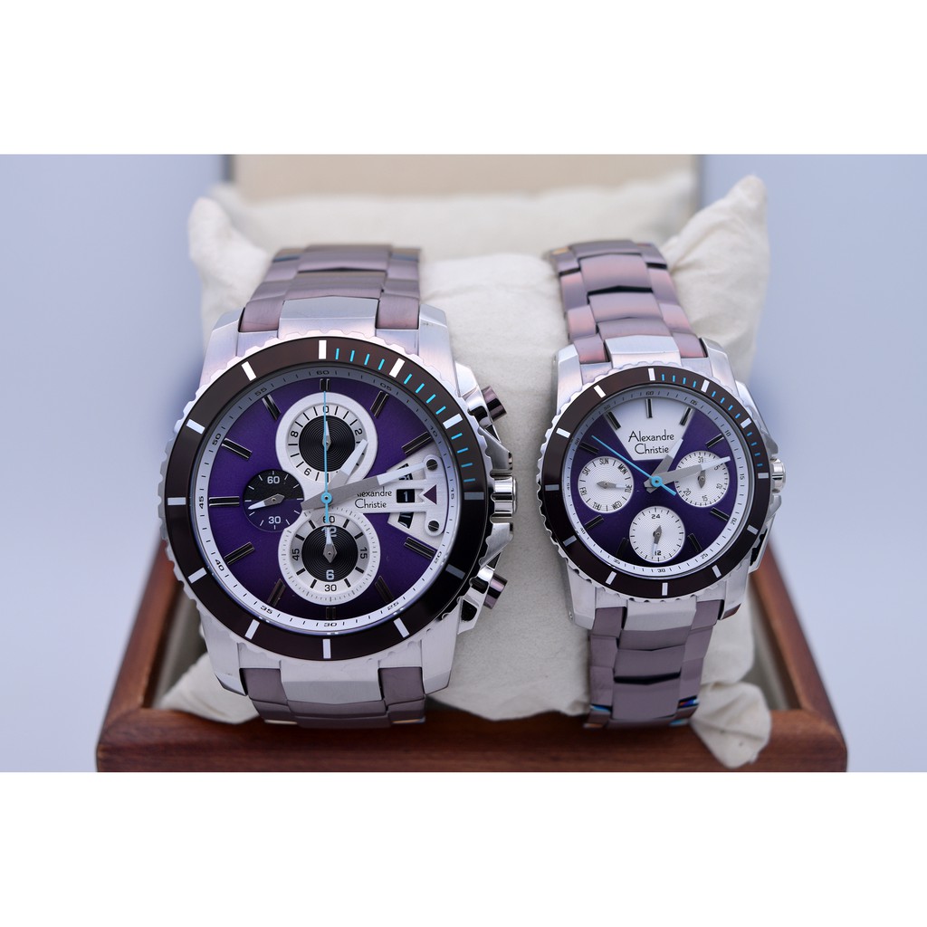 Alexandre Christie AC 6455 Black Silver Plat Purple Couple Edition Original