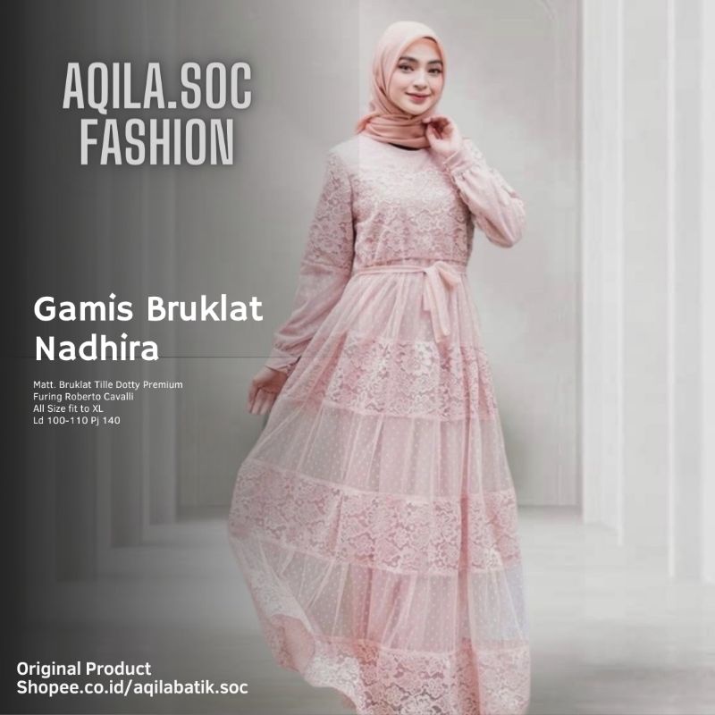 NADHIRA ASMIRANDAH  GOWN FULL TILE BROKAT BAJU KONDANGAN DRESS PERNIKAHAN ADA SIZE JUMBO LD 120