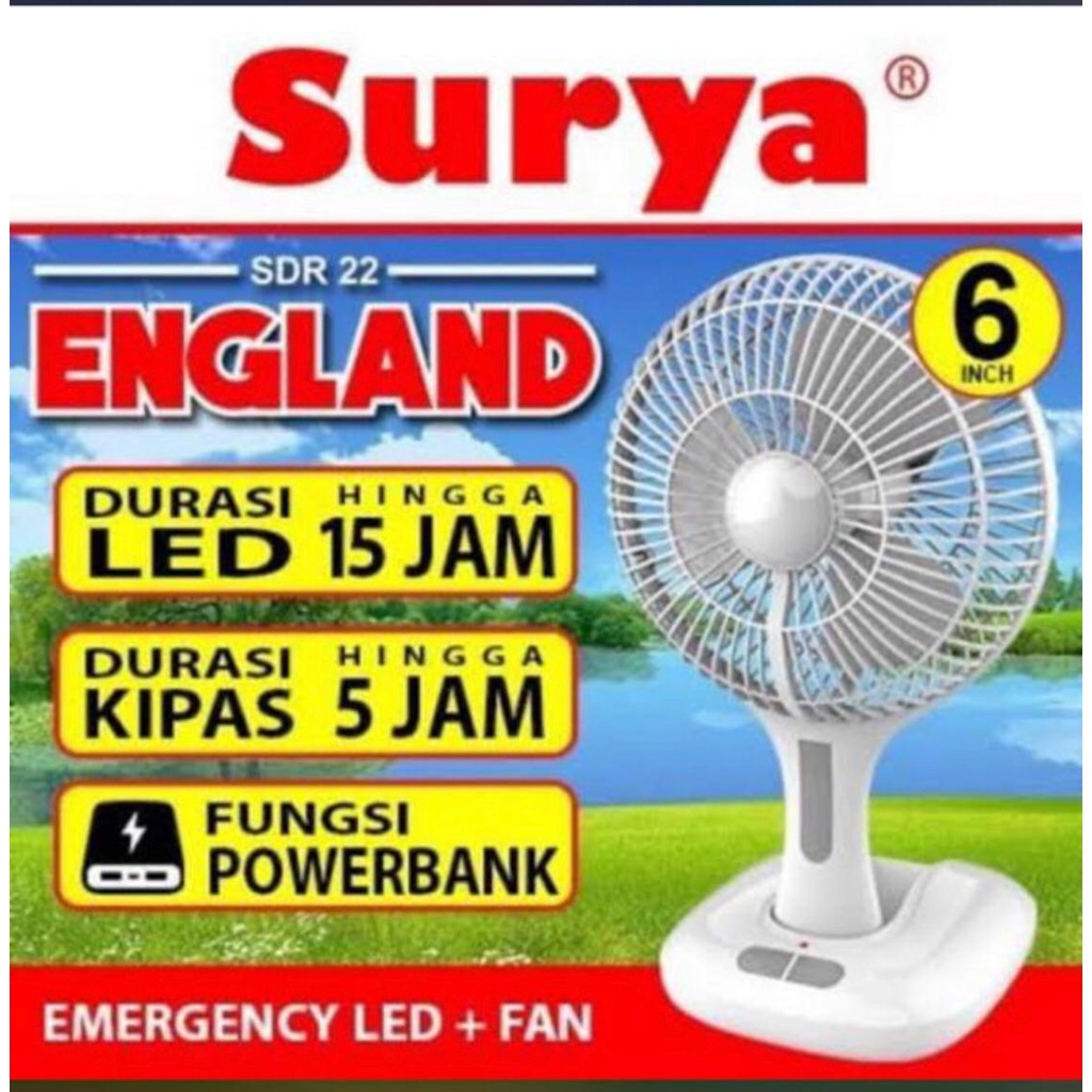 PROMO KIPAS ANGIN PORTABLE SURYA SDR 22 + LED NEW FC PROMO