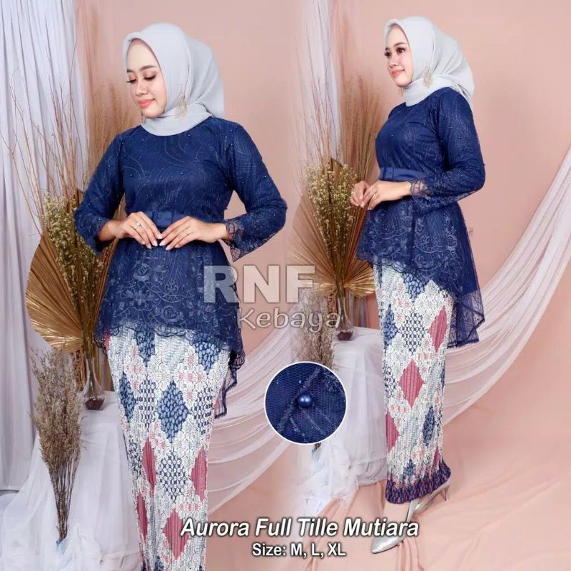 IndahKebaya| SETELAN KEBAYA AURORA TILLE MIX ROK BATIK JUMBO / LAMARAN AKAD NIKAH / OUTFIT MODERN