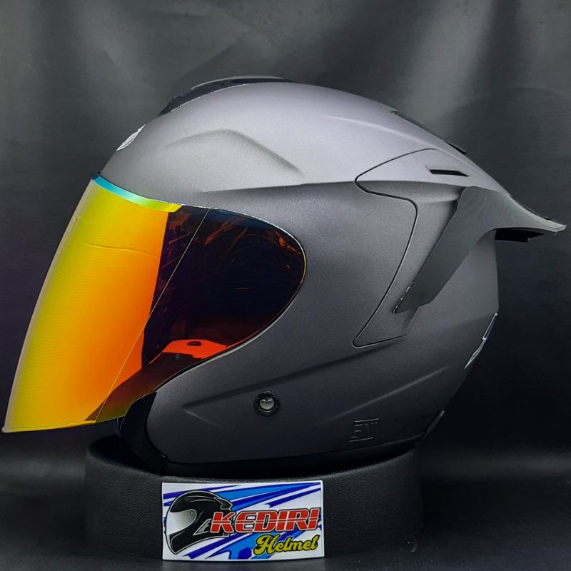 Helm INK DYNAMIC solid polos original putih hitam glossy dop gunmet paket ganteng-Paket gunmet red