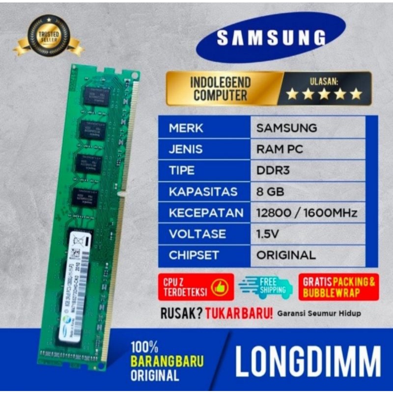 RAM SAMSUNG LONGDIM DDR3 8GB PC12800