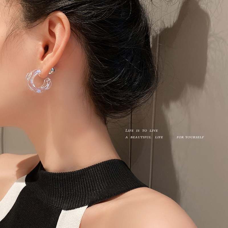 S925 Acrylic Stud Earrings Resin Vintange Lady Earring Ear Studs Jewelry Accessory As Gift