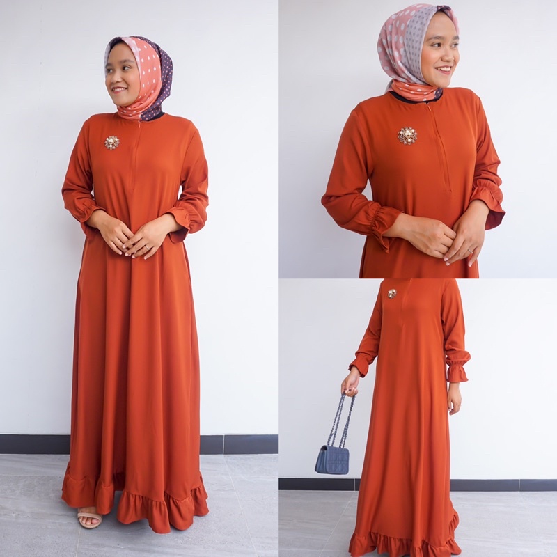 IZMA DRESS PAKAIAN GAMIS MUSLIM WANITA BUSUI DAN WUDHU FRIENDLY KEKINIAN TERBARU BAHAN SHAKILA PREMIUM DIJAMIN LEMBUT DAN ADEM SIZE FIT to L DAN XL TERMURAH BY ZENIC_ID BISA COD