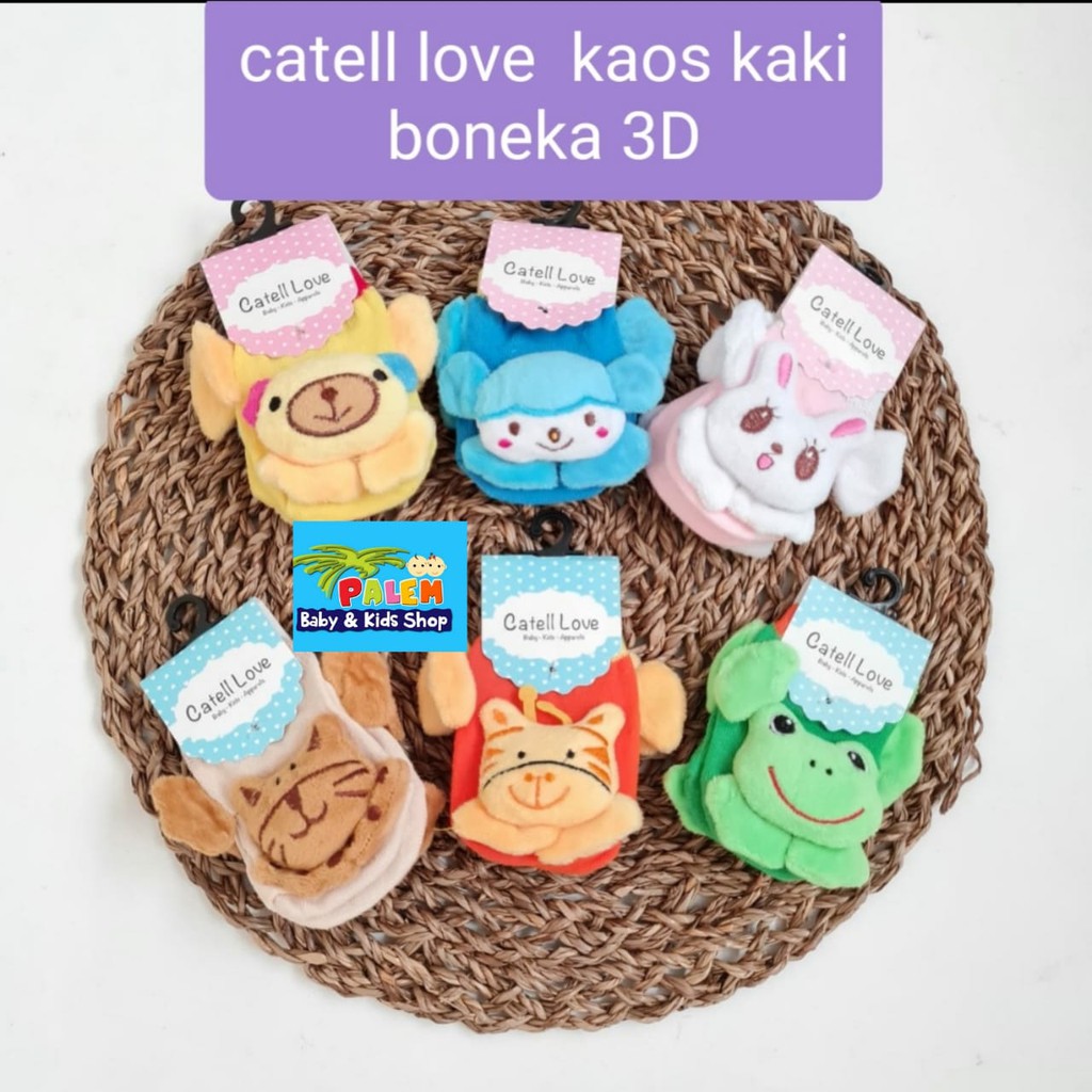 Catell love Kaos kaki bayi Boy&amp;Girl rattle boneka animal anti selip 0-12 bulan