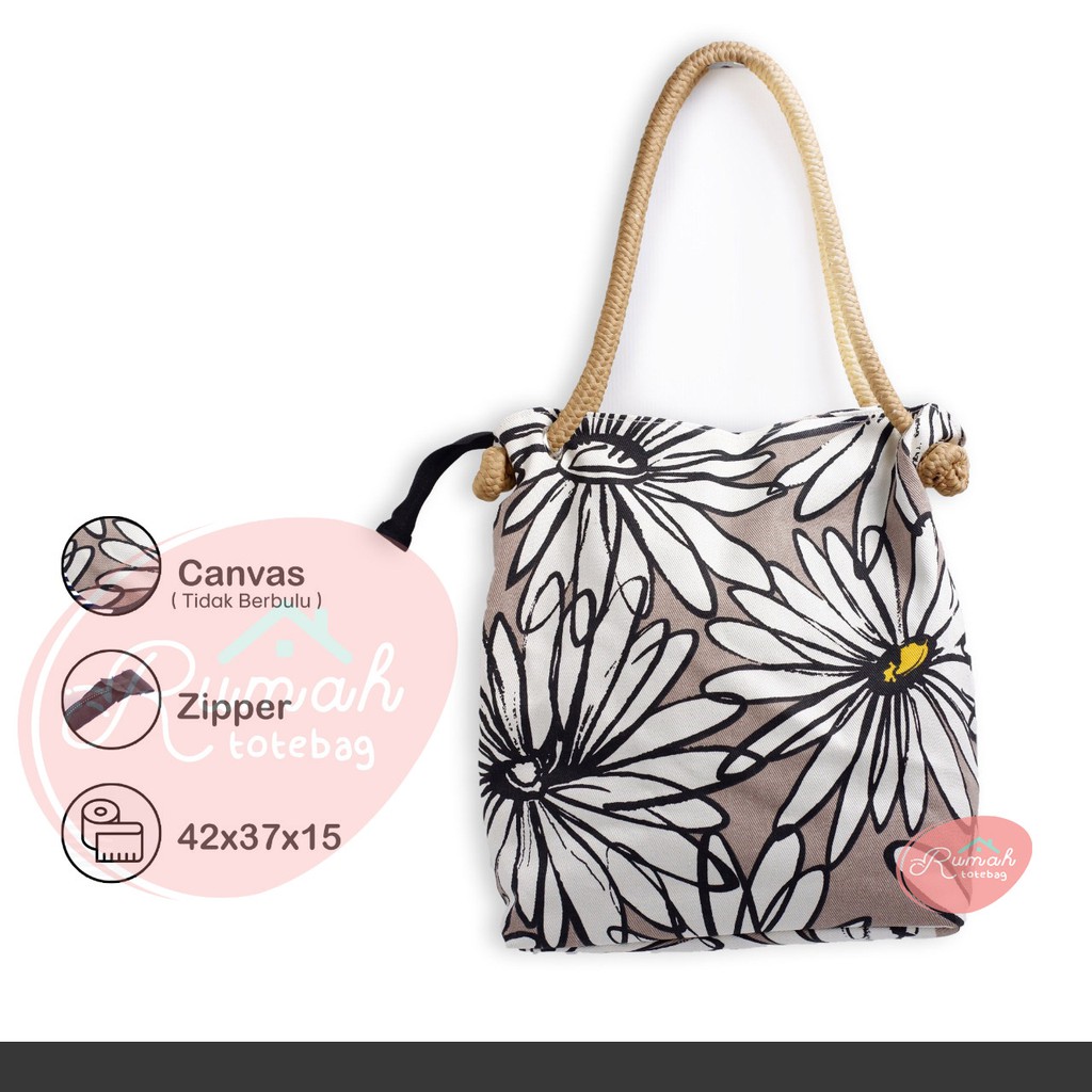 TAS_BDG - TOTEBAG UNIK TALI SUMBU MOTIF FLORA