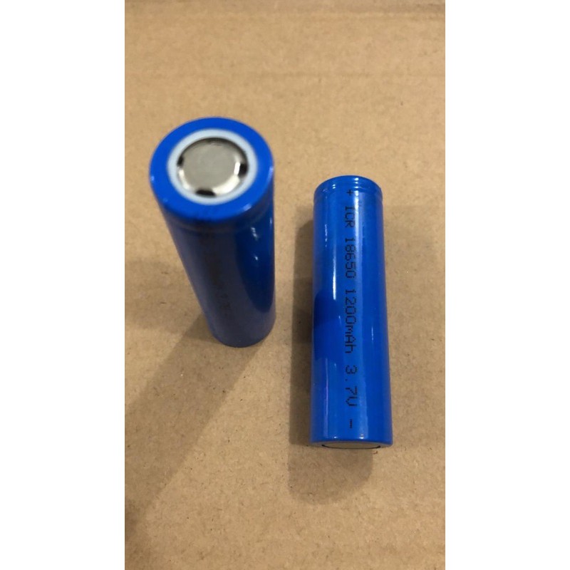 Baterai Cas 18650 Real 1200 mAh Flat Top 3.7 Volt Baterei Senter Police Battery Batrei Batre Charger