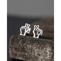 LRC Anting Tusuk Fashion Silver Stainless Steel Halloween Pumpkin Geometric Stud Earrings V83185