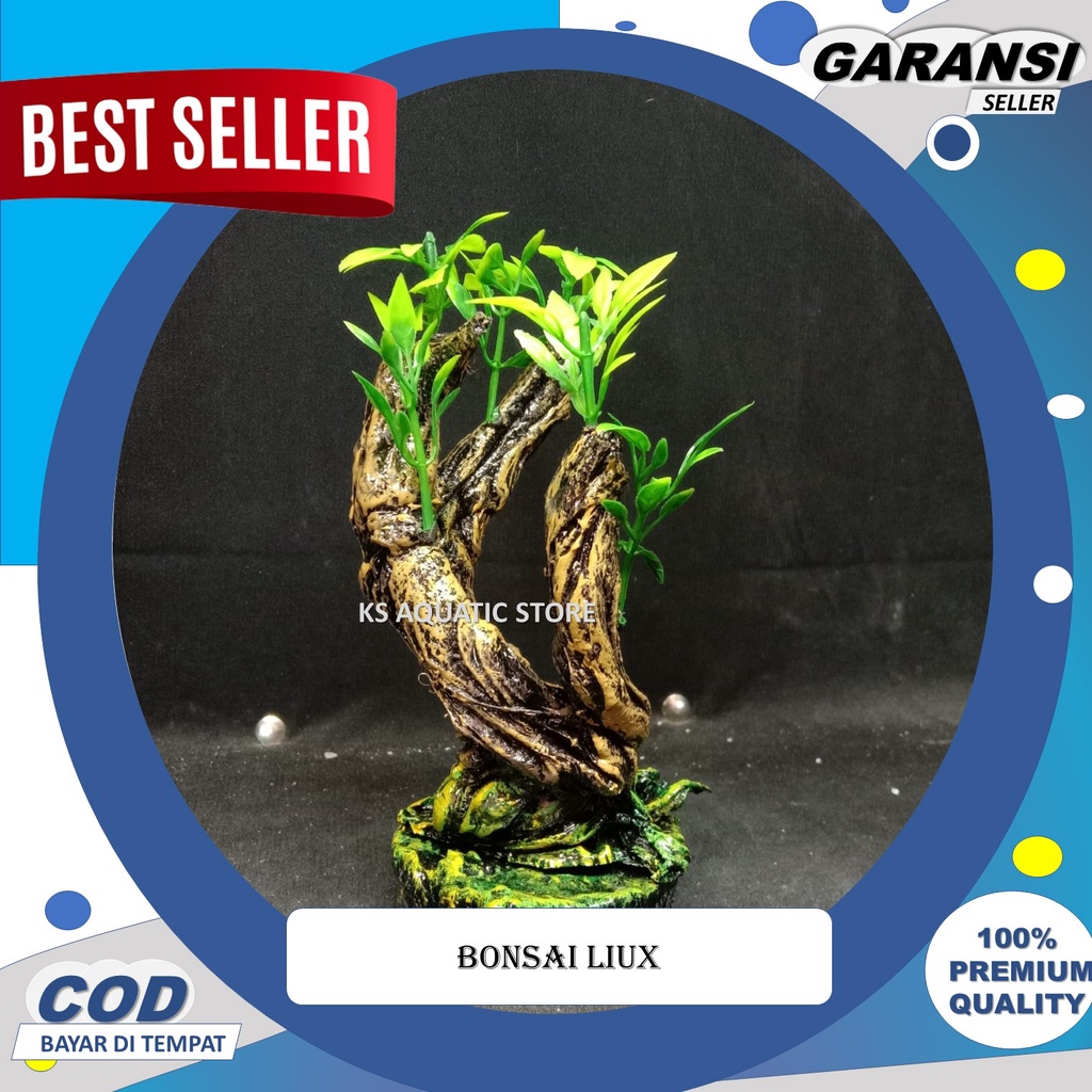 Hiasan Aquarium Bonsai Liux l Hiasan Akuarium Tanaman Plastik Bonsai Liux
