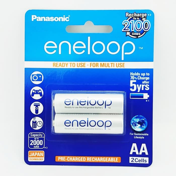 Baterai Panasonic eneloop Rechargeable Battery AA 1900mAh isi 2pcs