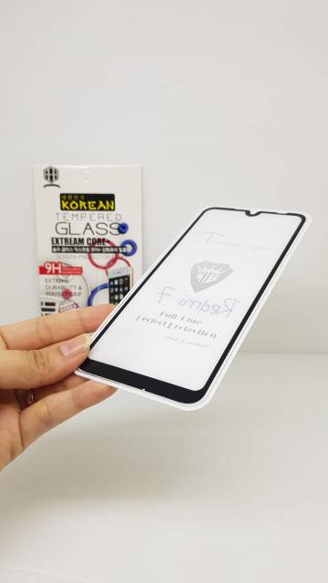 KOREAN Tempered Glass Redmi 7 6.26 inchi FULL SCREEN Guard TG 5D Xiaomi Redmi 7 FULL GLUE Anti Gores