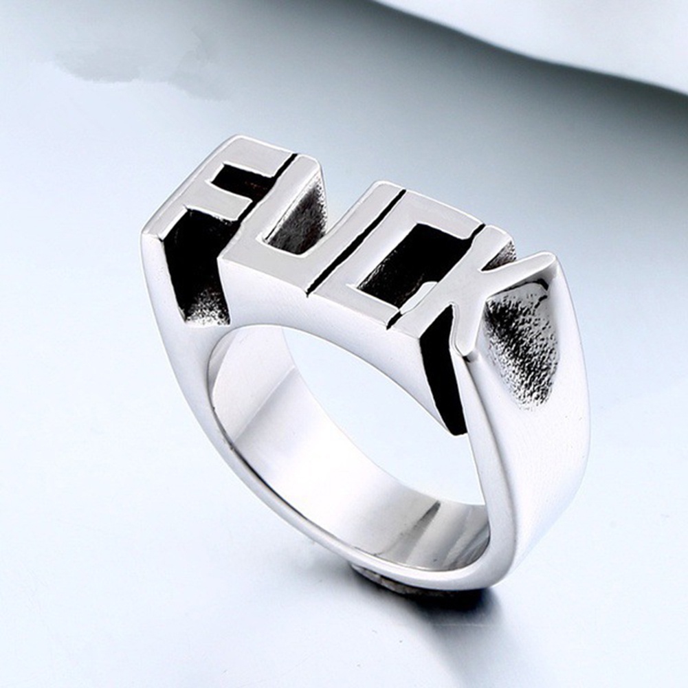 Hu Hu Hu Hu Hu Alat Bantu Pasang Kacamata♡ Cincin Bahan Stainless Steel Gaya Punk Hip-Hop Untuk Pria Dan Wanita