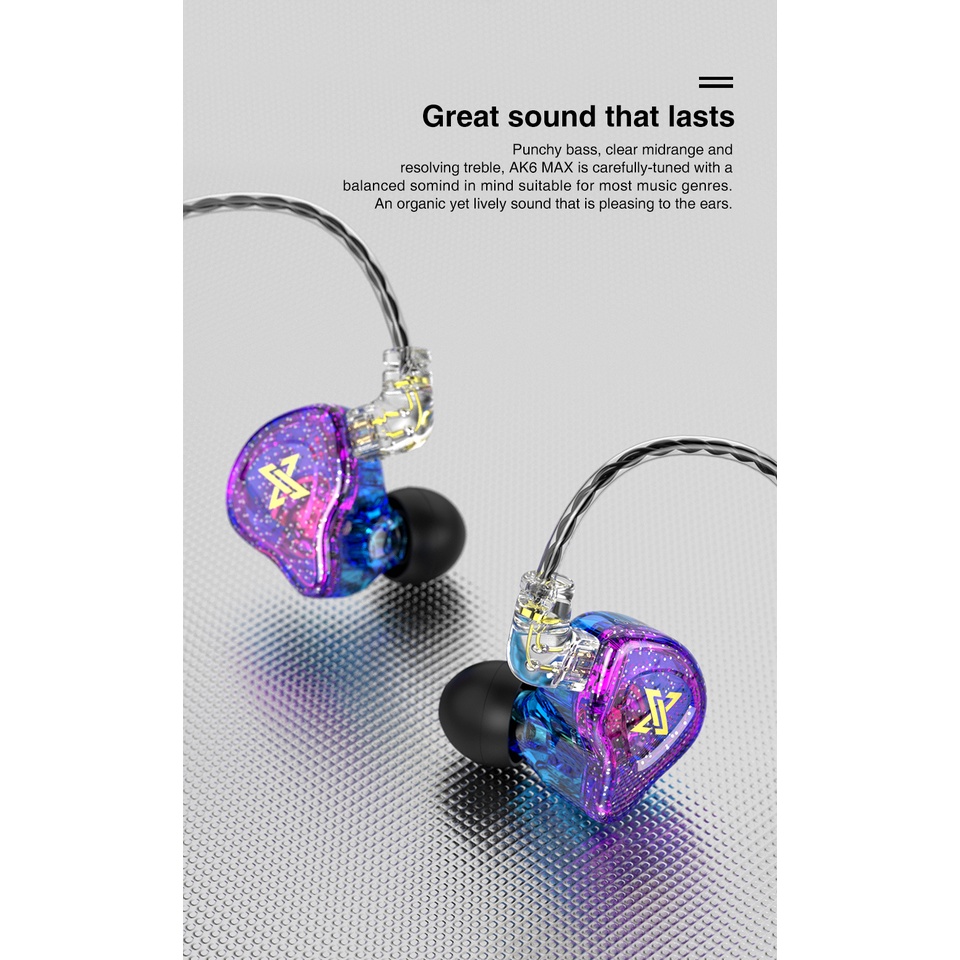 QKZ AK6 MAX In Ear Earbuds Earphone Dynamic Drivers Monitor HiFi Sound