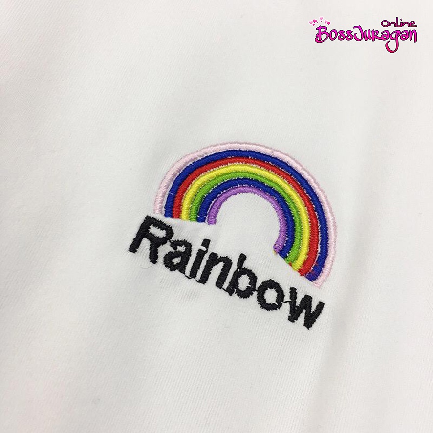 (BOSS) BAJU RAINBOW LENGAN PANJANG - BAJU KAOS LENGAN PANJANG RAINBOW -  T-SHIRT KOREAN STYLE