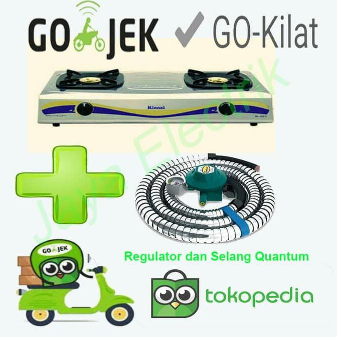 Rinnai Kompor Gas 2 Tungku Stainless Ri-522E+Selang Paket Quantum - Terbaik 