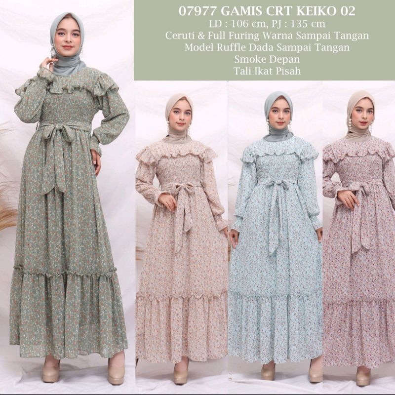 Gamis Ceruty Smoke Ruffle KEIKO by PISCES