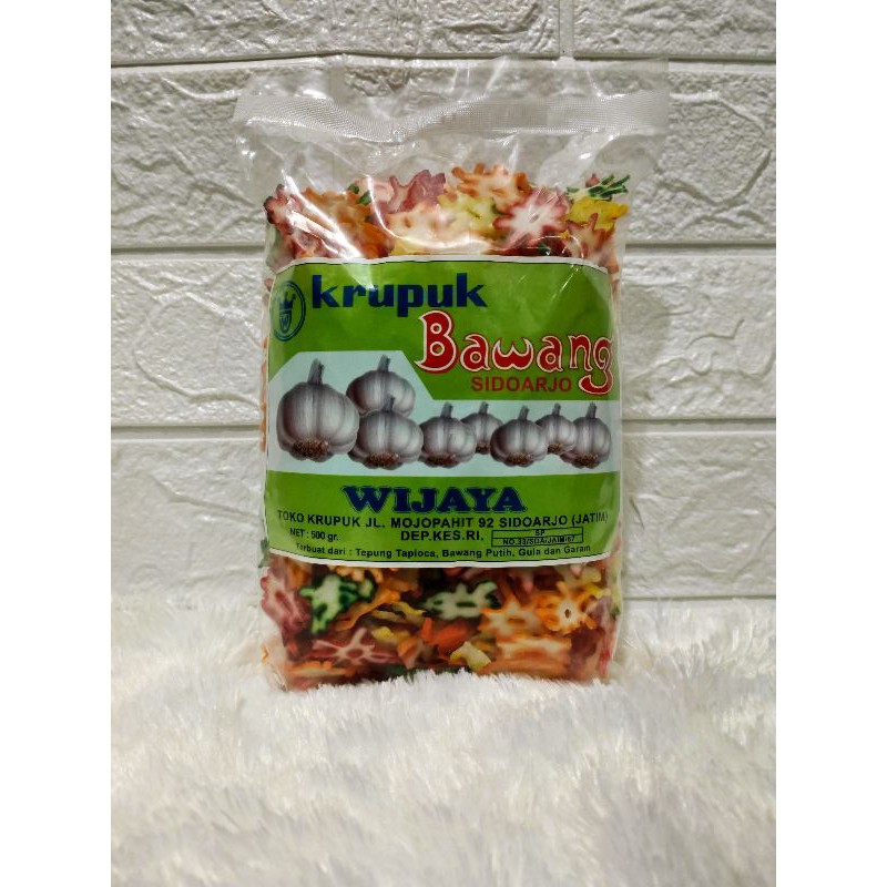 

Kerupuk / Krupuk Bawang Mawar Warna Wijaya Sidoarjo 500gr