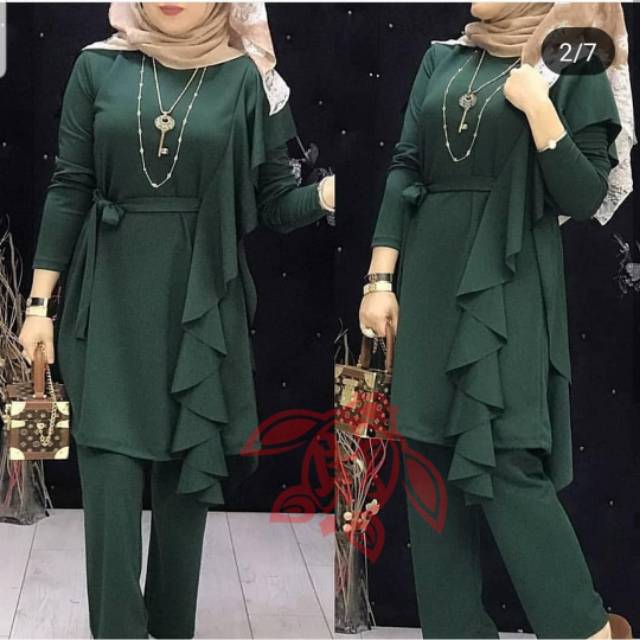 COD SETELAN WANITA NAURA /SETELAN TUNIK JUMBO /ONE SET POLOS/ SETELAN NUMBO / FASHION MUSLIM LAYER-2