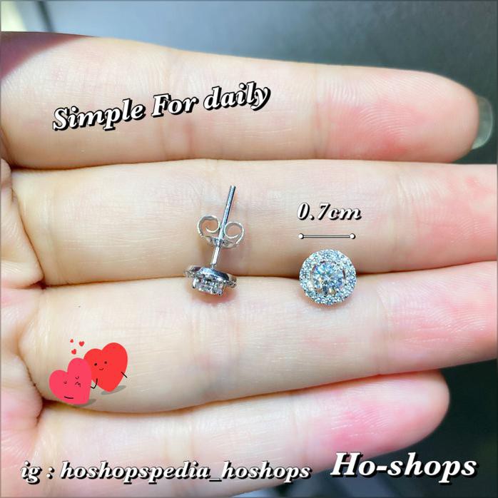 GIWANG / ANTING MAS PUTIH MODEL HOLY DIAMOND KADAR 75% ASLI EMAS