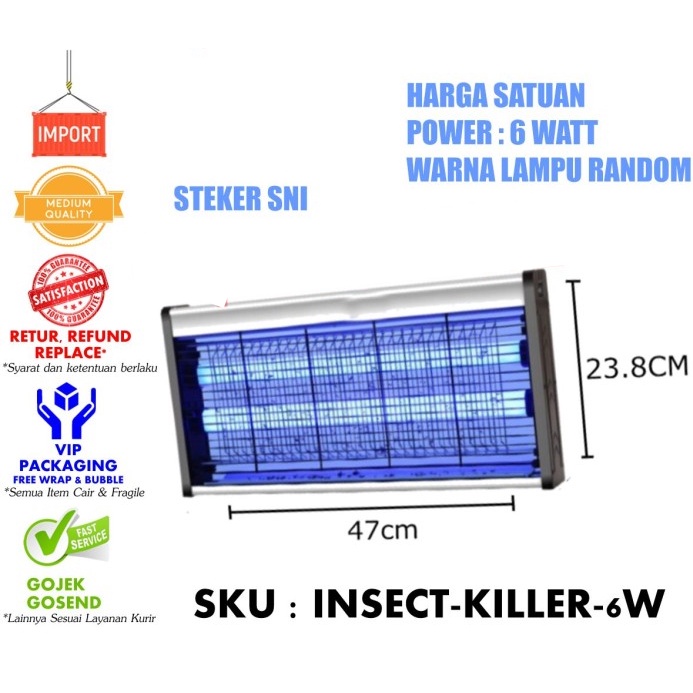 6 WATT Insect Killer Alat Perangkap Nyamuk Lalat Lampu UV low watt