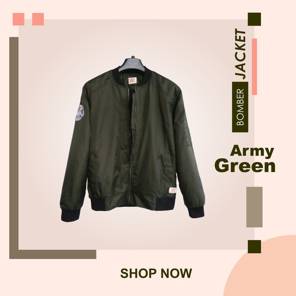 DARKBLUE | Jaket Bomber Hijau Army Polos | JaketPria | BomberJacket | Jaket Bomber Original Distro
