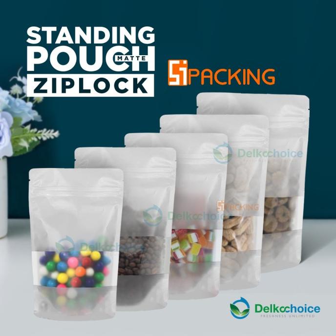 STANDING POUCH ZIPLOCK WHITE HALF MATTE WINDOW-PUTIH 5 UKURAN