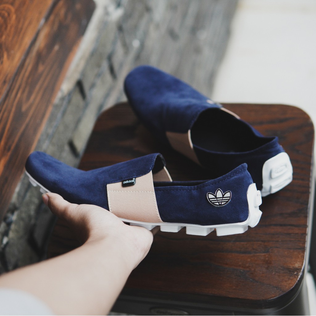 RECOMENDED !!! Sepatu Pria Adidas Mocasin Asensio Navy Blue Slip On Suede Murah Santai Keren