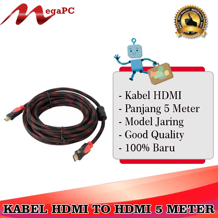 Kabel HDMI To HDMI 5 Meter Jaring