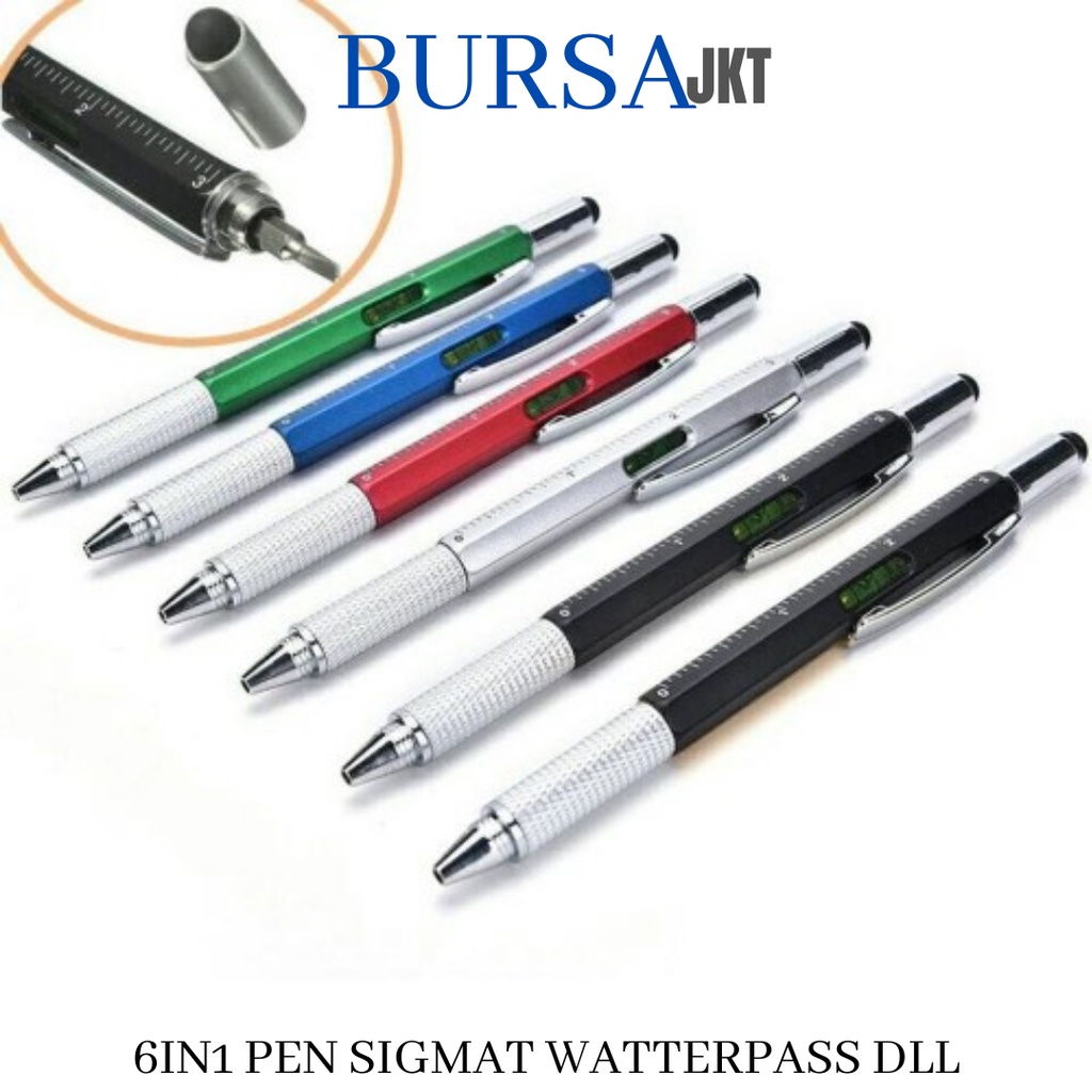 PEN STYLUS SIGMAT WATERPASS PENGGARIS OBENG UNIVERSAL 6IN1