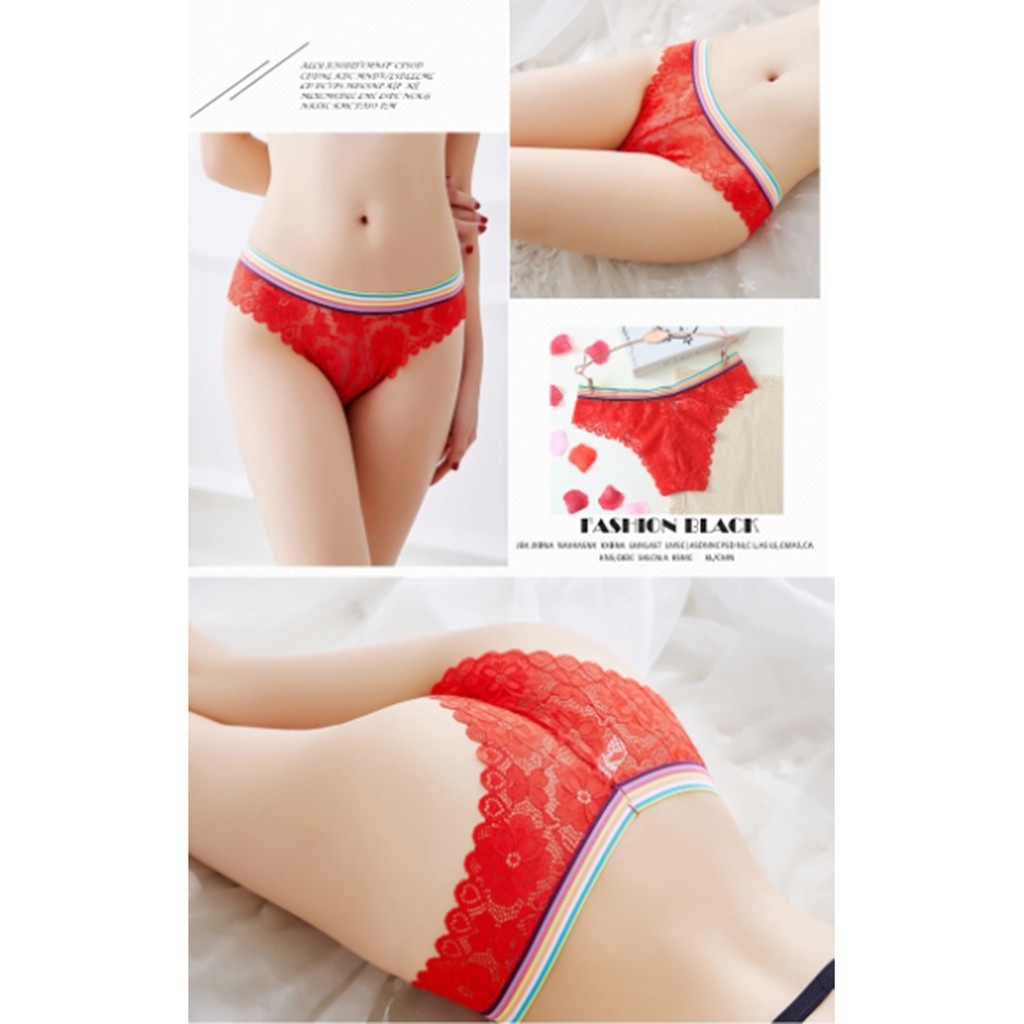 (COD) Celana Dalam Wanita G String Pola bunga Renda transparan Thong C072