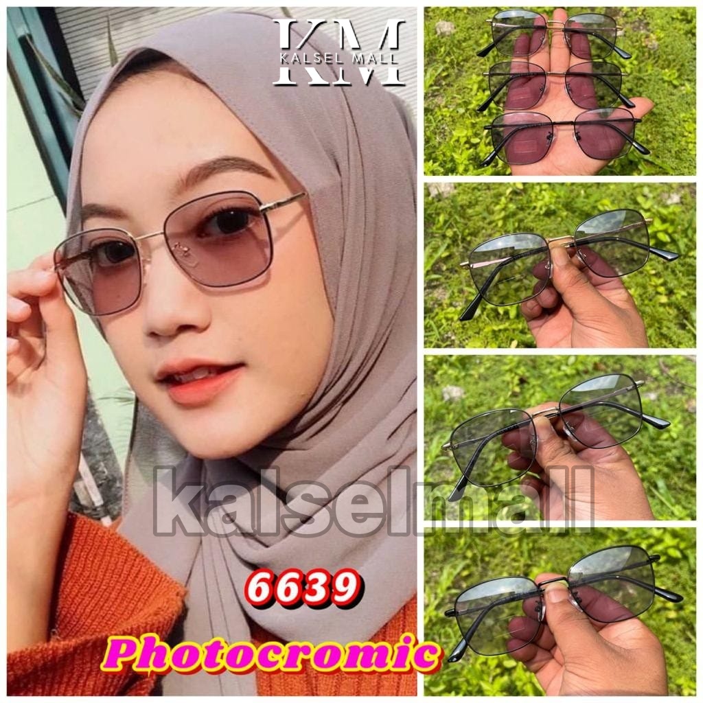 Kacamata Lensa Photocromik + Anti Radiasi Frame Kotak New Retro Vintage Kaca Mata Baca Korea Wanita Pria Cowo Cewe Perempuan Fashion Berubah Warna Hitam Photocromic AntiRadiasi Potokromik Photochromic Pria Blueray Photochromic Foto Kromik Polarised FTK2