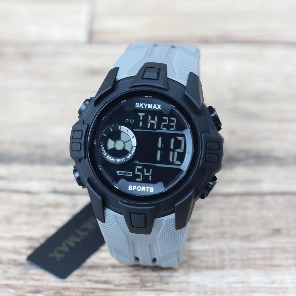 JAM Tangan pria ORIGINAL SKYMAX SPORT 2117 Tali Rubber Hitam DIGITAL Original BERGARANSI