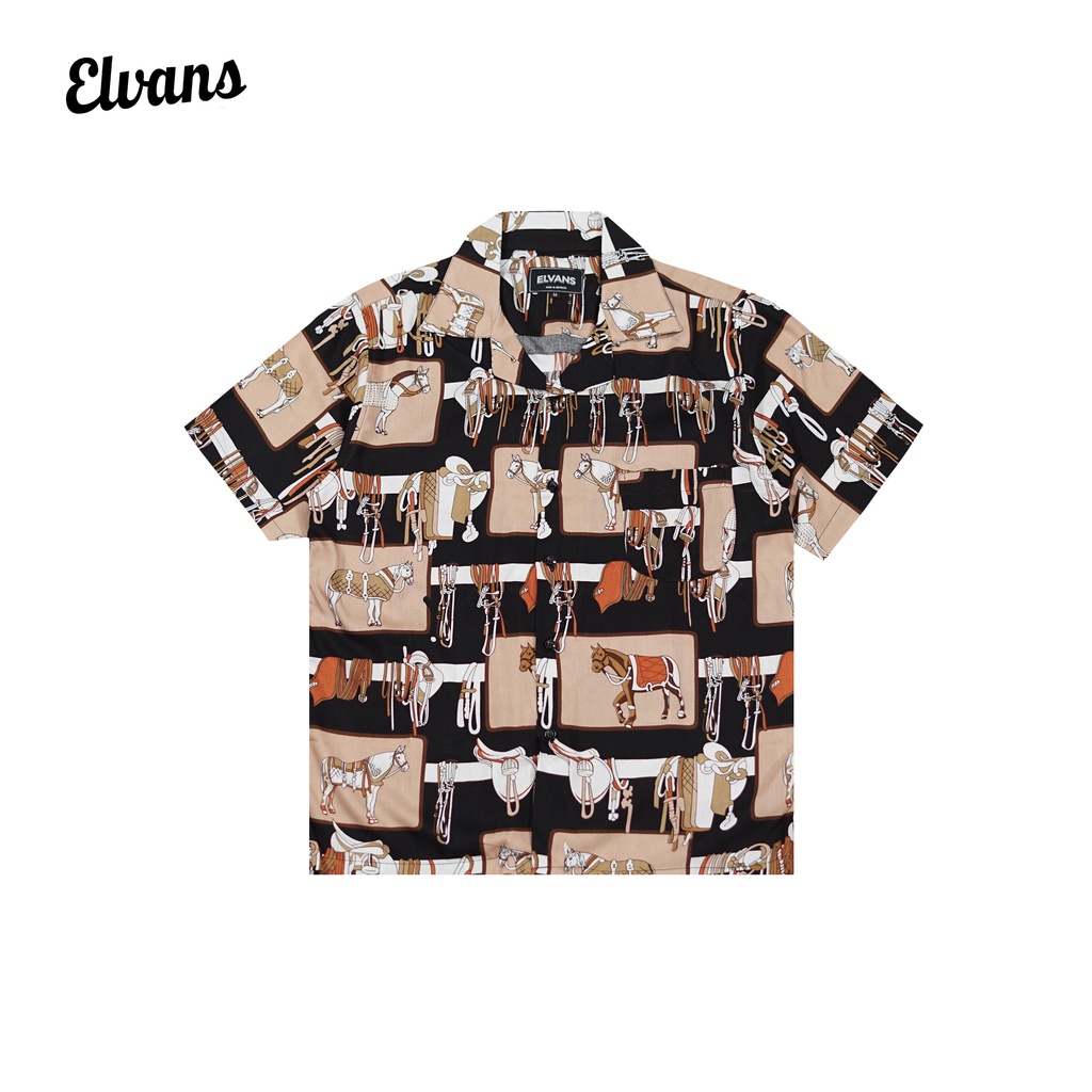 Kemeja Pantai Motif Abstrak Salur By Elvans Horse