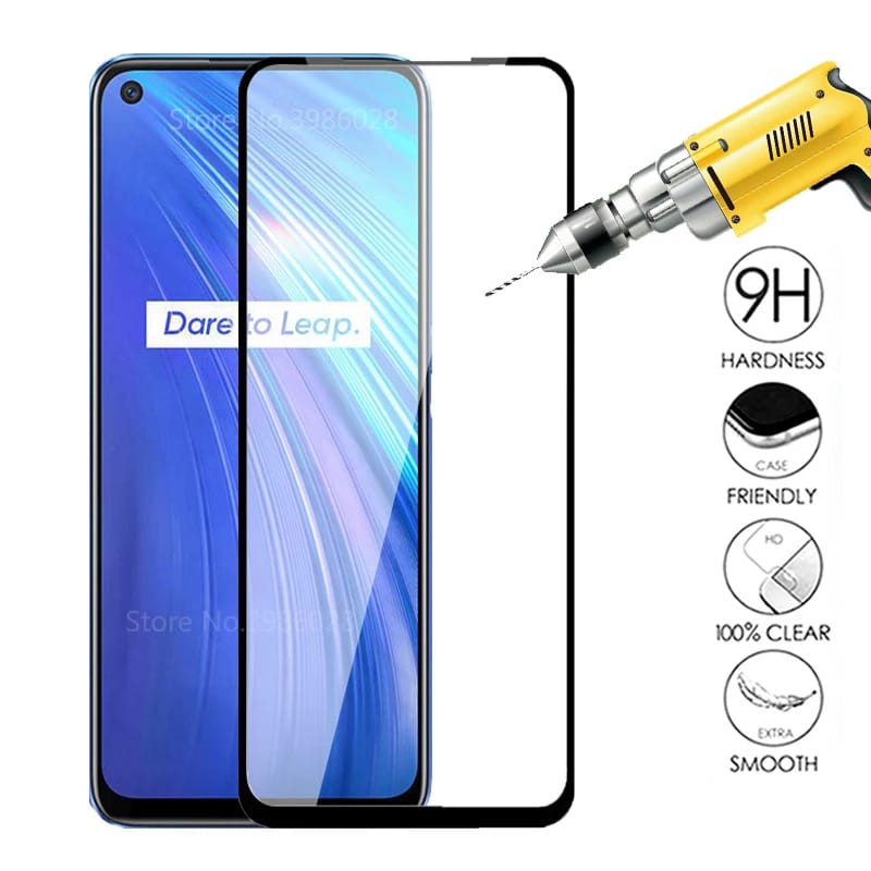 PROMO Tempered Glass RAELME 6 TG Layar FULL COVER Black Premium / Anti Gores Kaca / Screen Protector FULL Screen Realme Series