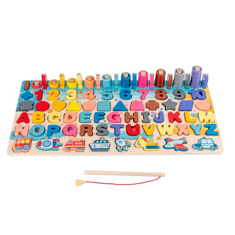 WE Mainan Edukasi 7in1 Puzzle Kayu Anak Huruf dan Angka Pancing Ikan Montessori Wooden Toys