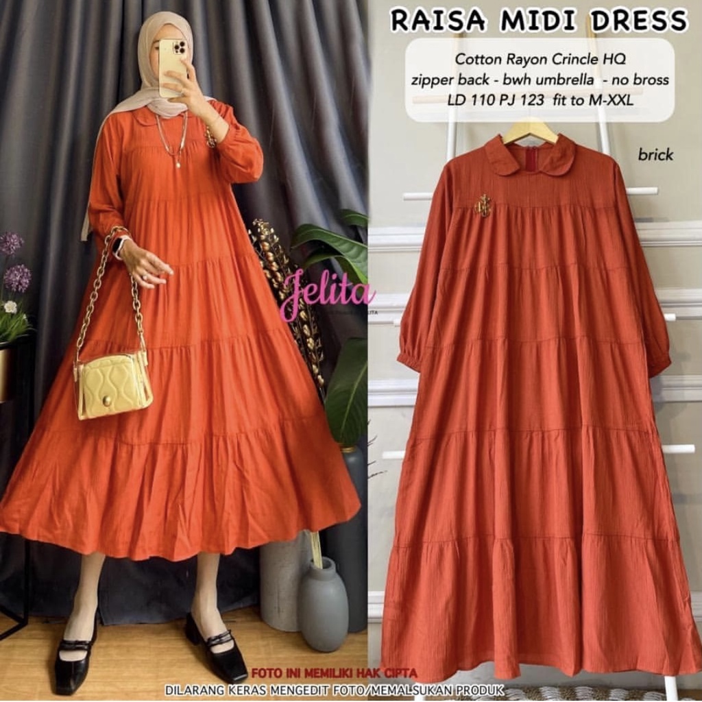 Raisa midi dress premium crinkle mayung