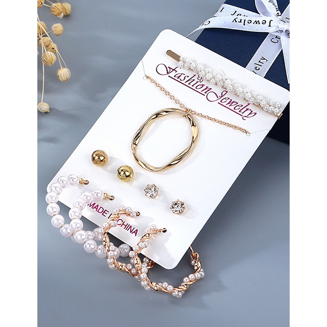 LRC Perhiasan Set Fashion Earring Necklace Set