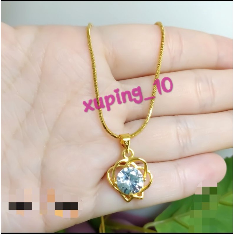 Kalung Xuping gold 24K Kalung Belut Liontin Mata Satu Terbaru Perhiasan Wanita