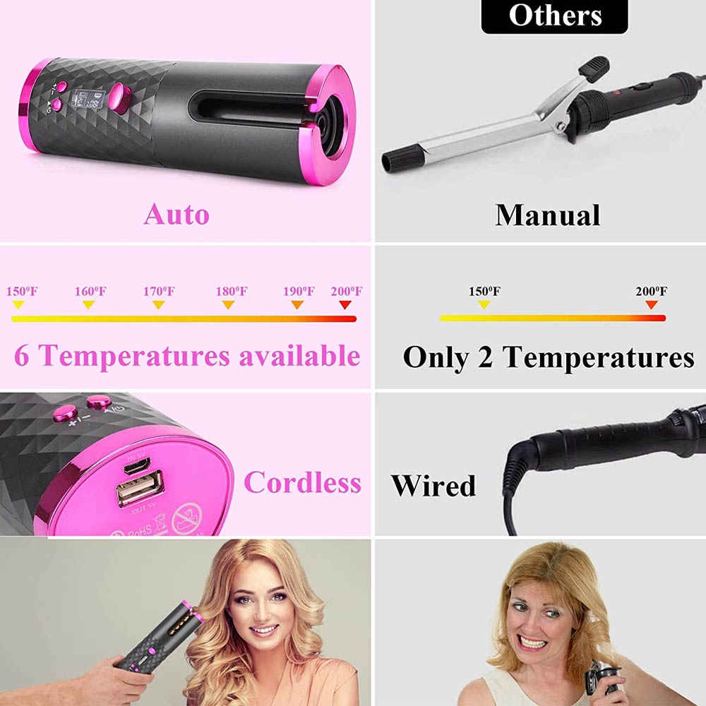 Catok portable keriting tanpa kabel Cordless Automatic Hair Curler - catok serbaguna