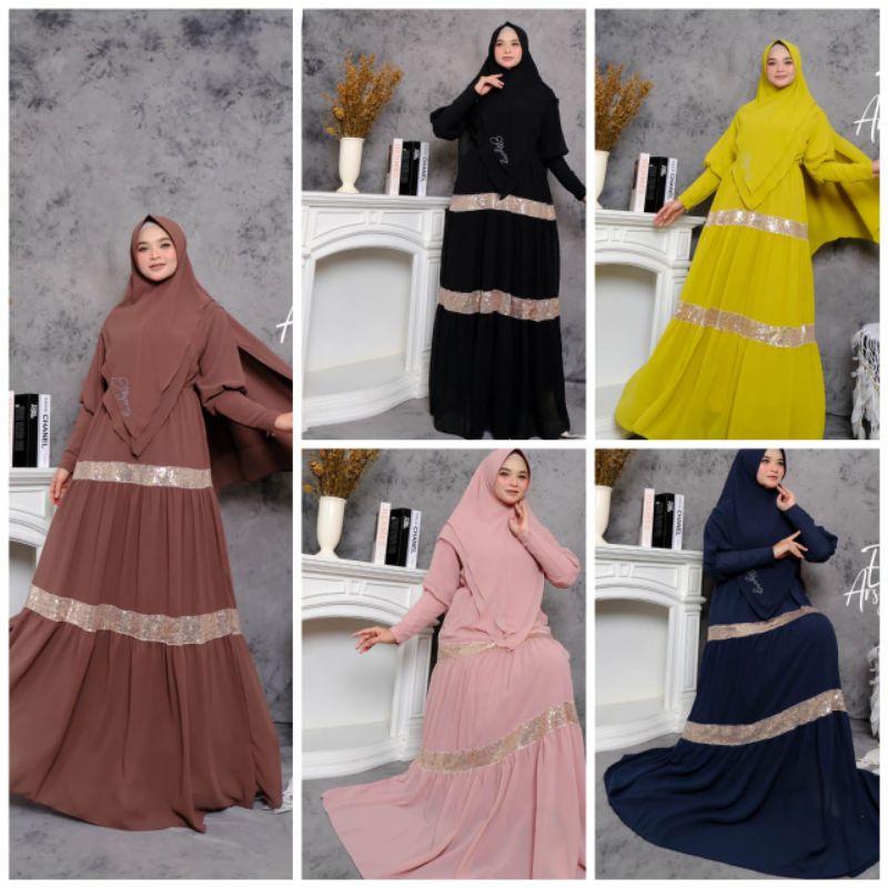 Set Gamis Ceruti premium,simple.. ORI Aulia Syari, Set Adiba Syari Elly Arsy,  set gamis bruklat And