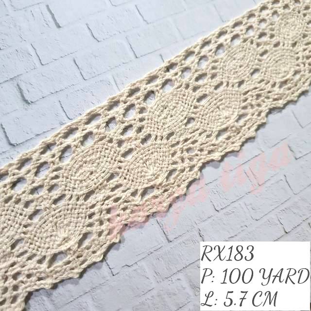 (RX183) Renda Kait / Rajut Lebar 5.7 CM - Panjang 100 YARD