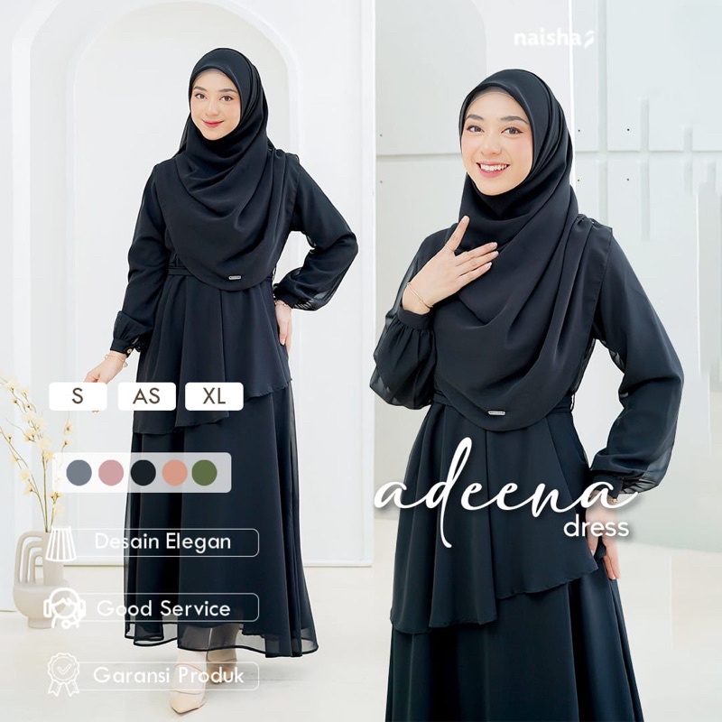 NAISHA 4790 / Adeena Dress / Dress Kondangan / Dress Hitam / Gamis Hitam / Dress Wisuda