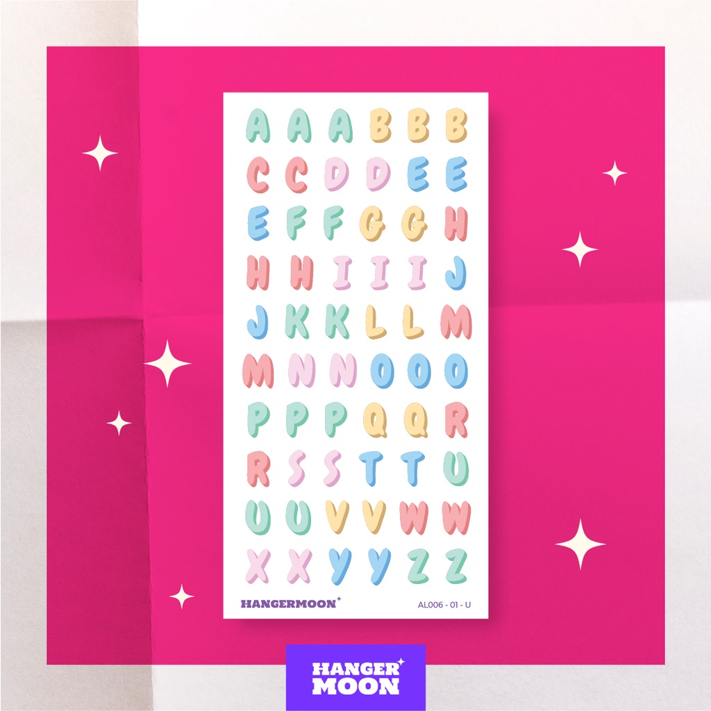 

HANGERMOON✦ Candy Alphabet & Number Sticker Sheet Deco Planner Bullet Journal