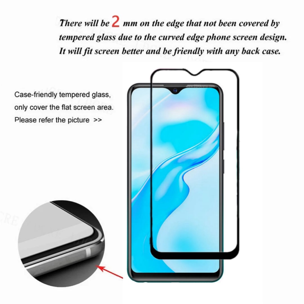 PROMO Tempered Glass VIVO Y1s Full Layar Screen Guard Protector Antigores Kaca Pelindung Layar Handphone