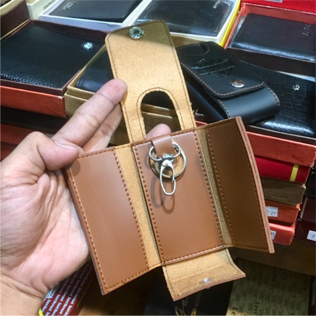 Dompet kunci bahan kulit sintetis lokal model baju free box #dompet #dompetkunci #keyholder